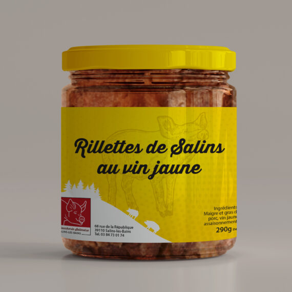 Étiquette de rillettes de Salins au vin jaune